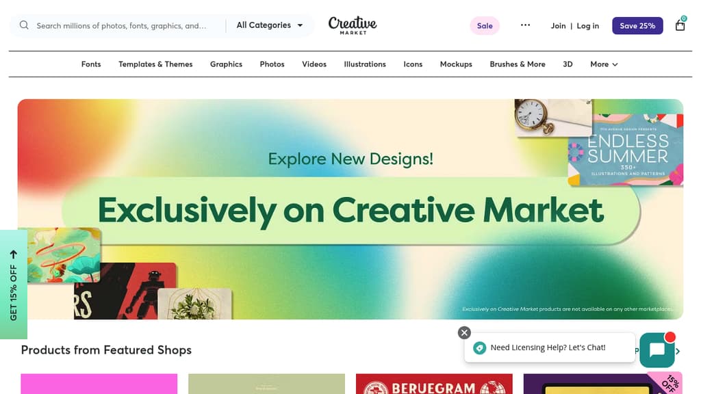 A screenshot of Creative Market